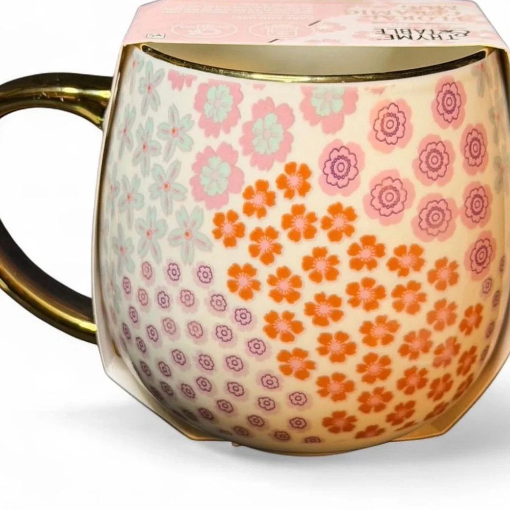 Floral Ceramic Mug - Pink and Orange - Picture 3 of 6